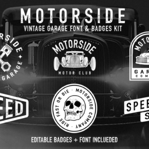 Motorside typography et badges